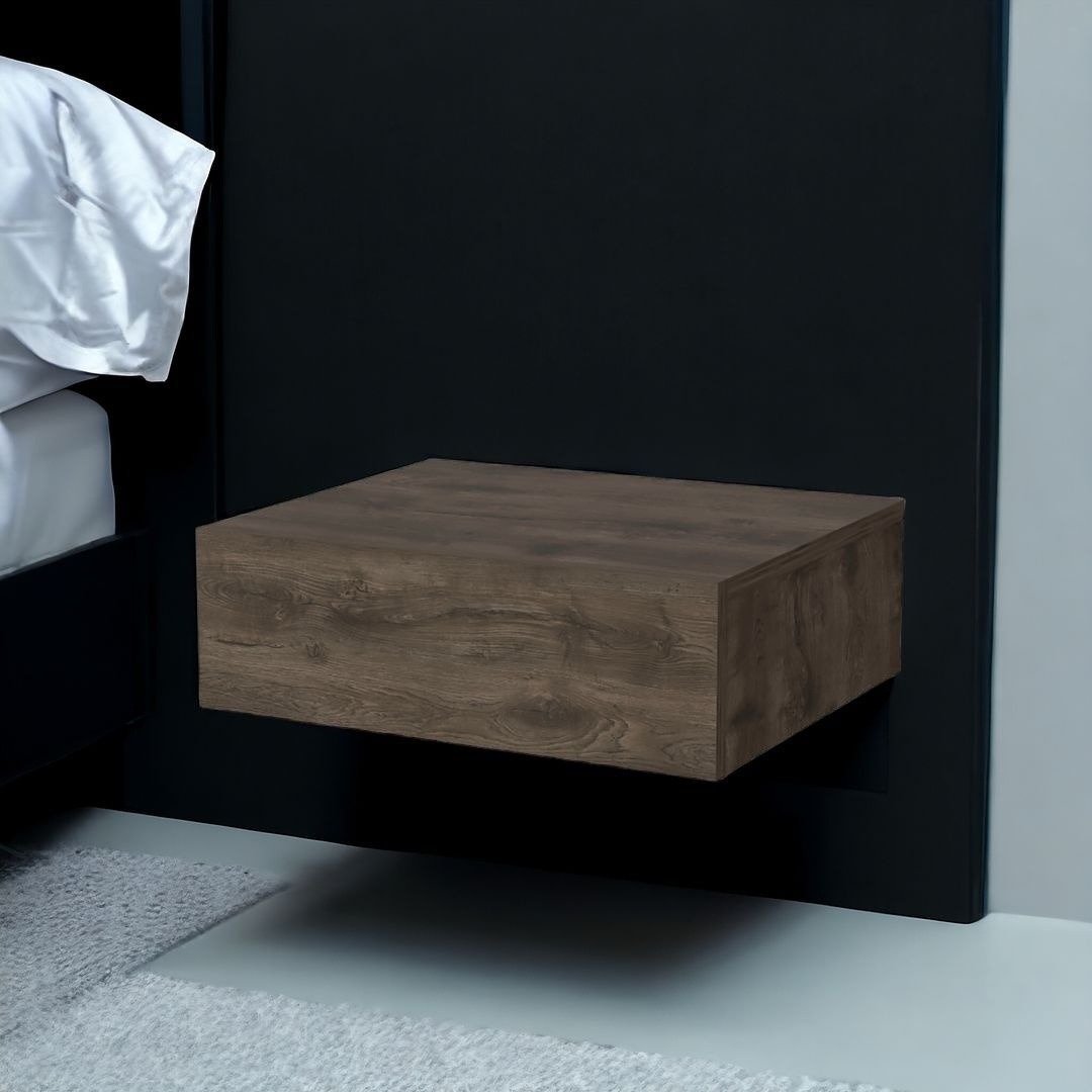 5"" Brown One Drawer Faux Wood Floating Nightstand