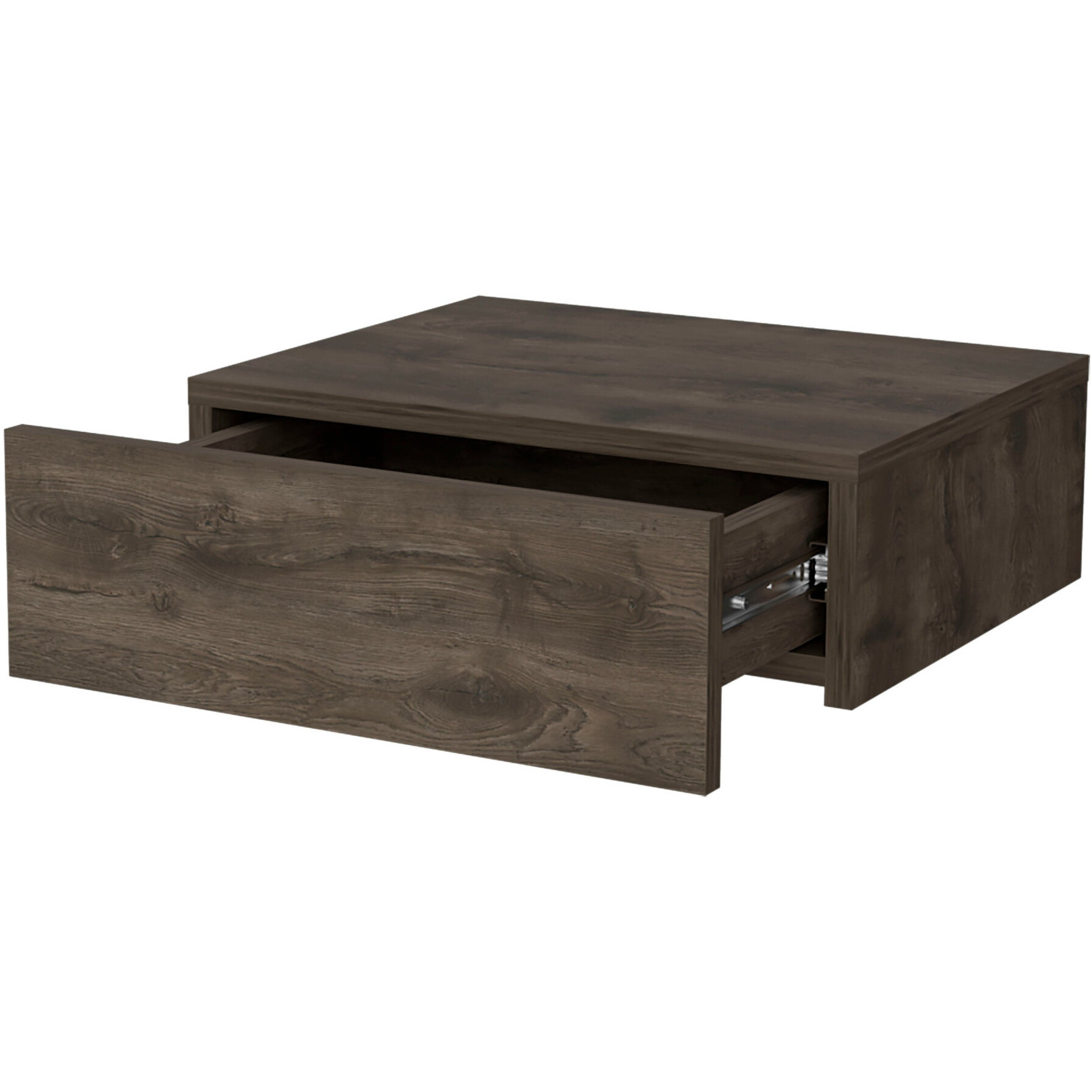 5"" Brown One Drawer Faux Wood Floating Nightstand