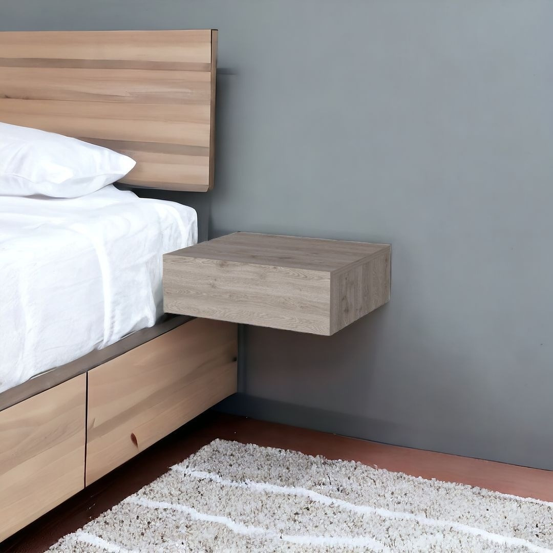 5"" Gray One Drawer Faux Wood Floating Nightstand