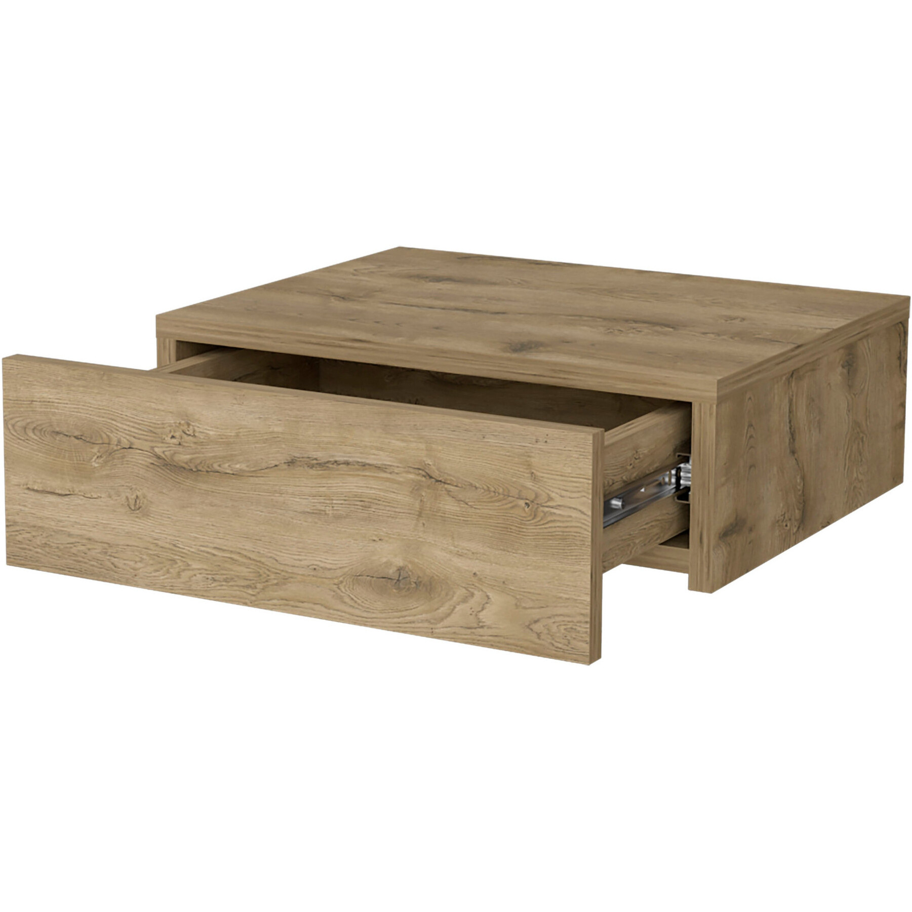 5"" Beige One Drawer Faux Wood Floating Nightstand