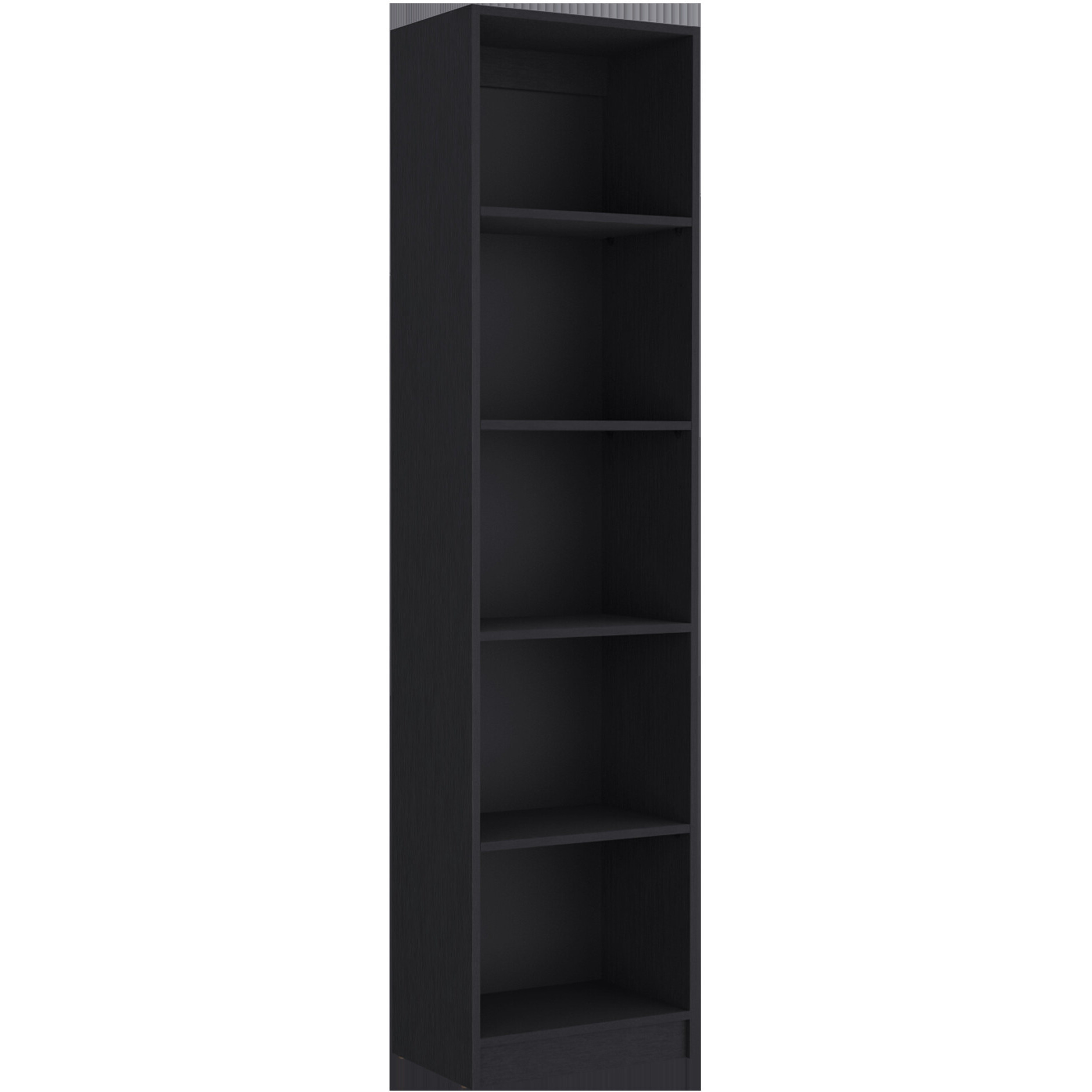 71"" Black Five Tier Bookcase With Two Doors