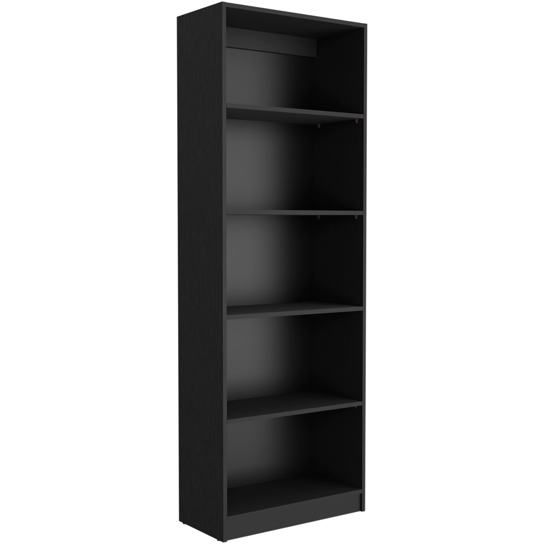 71"" Black Five Tier Bookcase