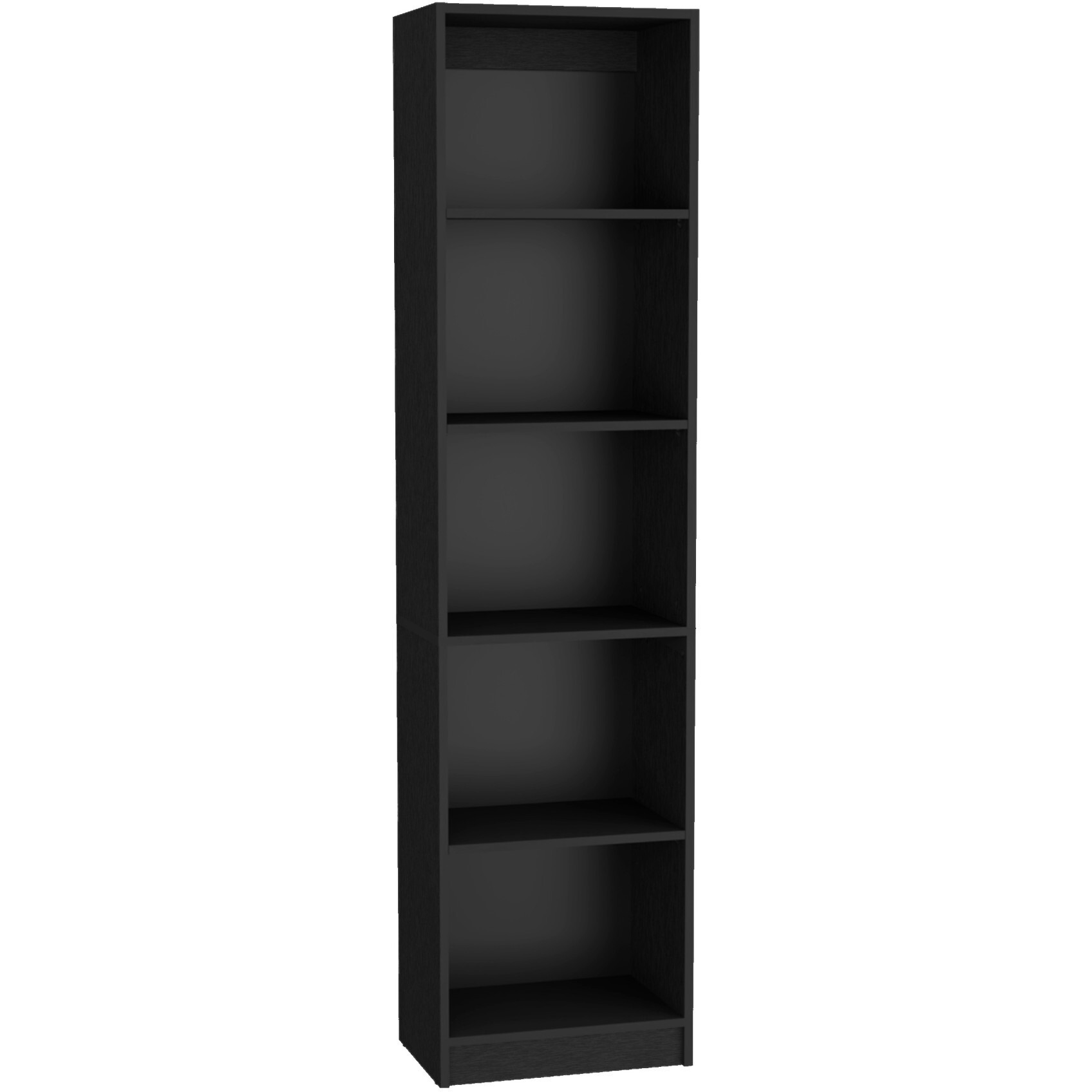 71"" Black Five Tier Bookcase