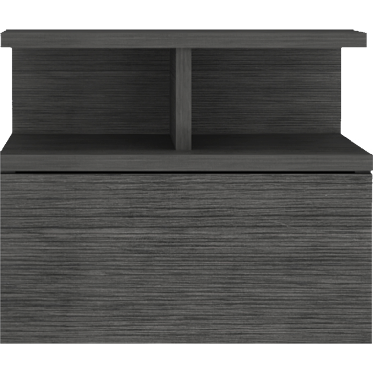 13"" Dark Gray One Drawer Faux Wood Floating Nightstand