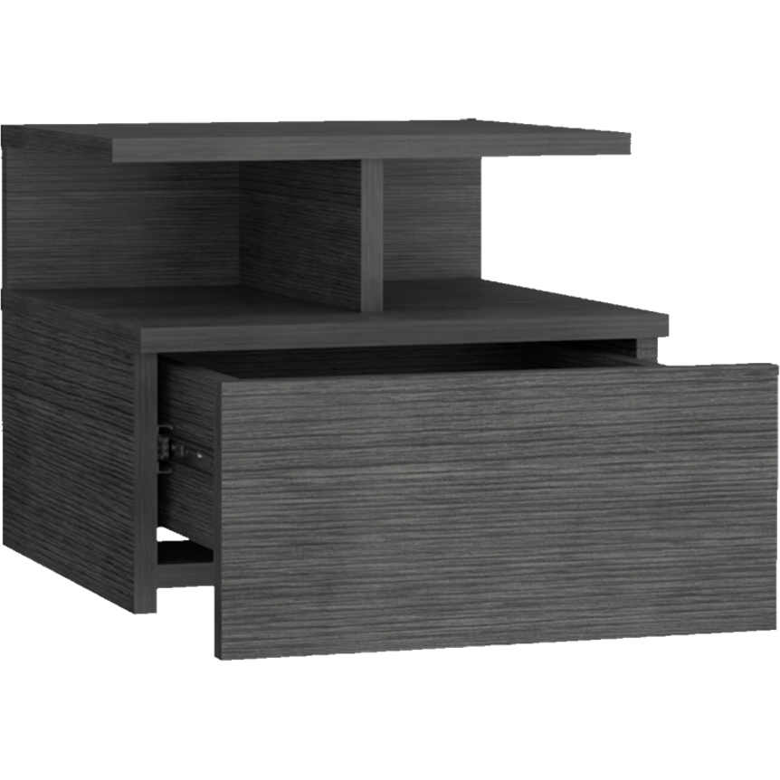 13"" Dark Gray One Drawer Faux Wood Floating Nightstand