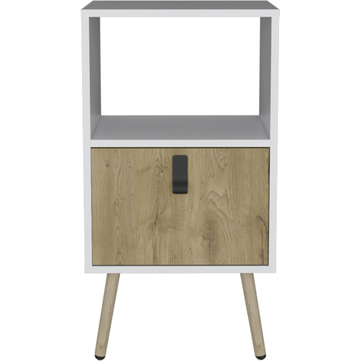 22"" White One Drawer Faux Wood Nightstand