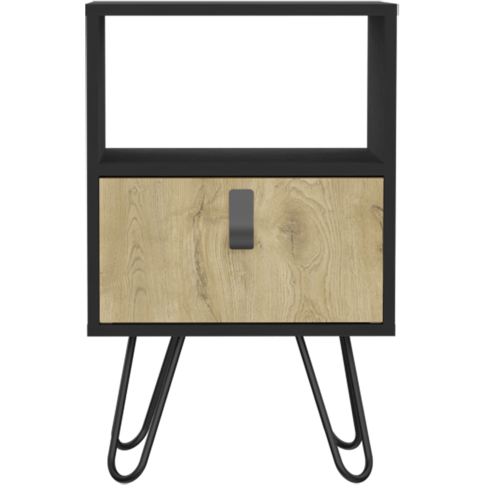 22"" Black One Drawer Faux Wood Nightstand