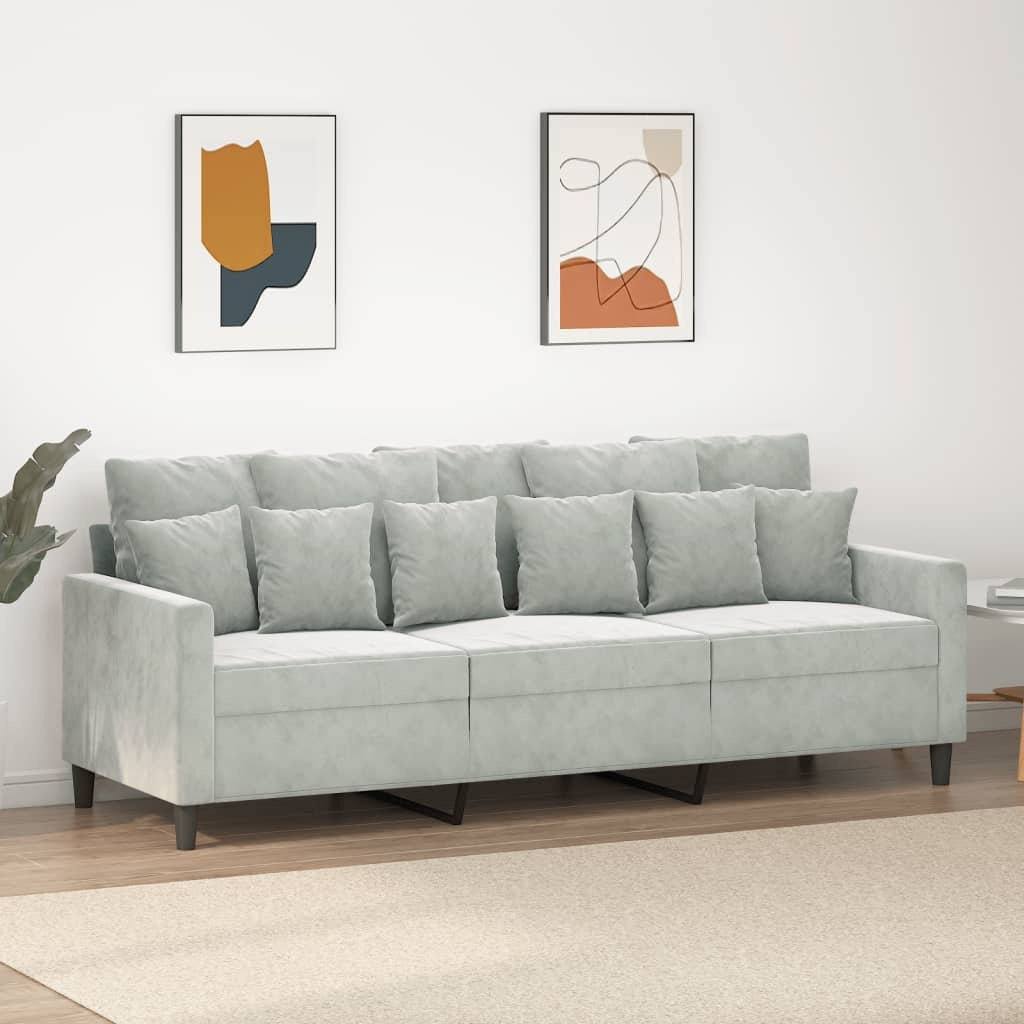 Vidaxl 3-Seater Sofa Light Gray 70.9"" Velvet