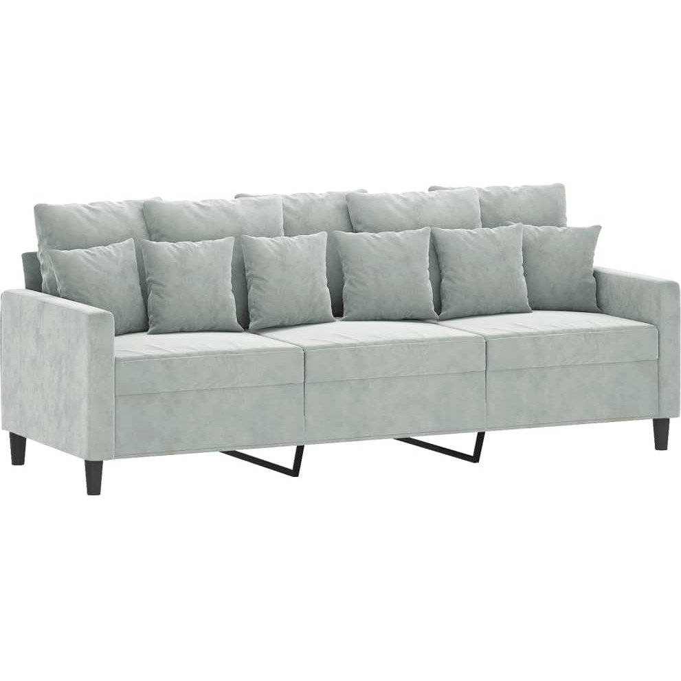 Vidaxl 3-Seater Sofa Light Gray 70.9"" Velvet