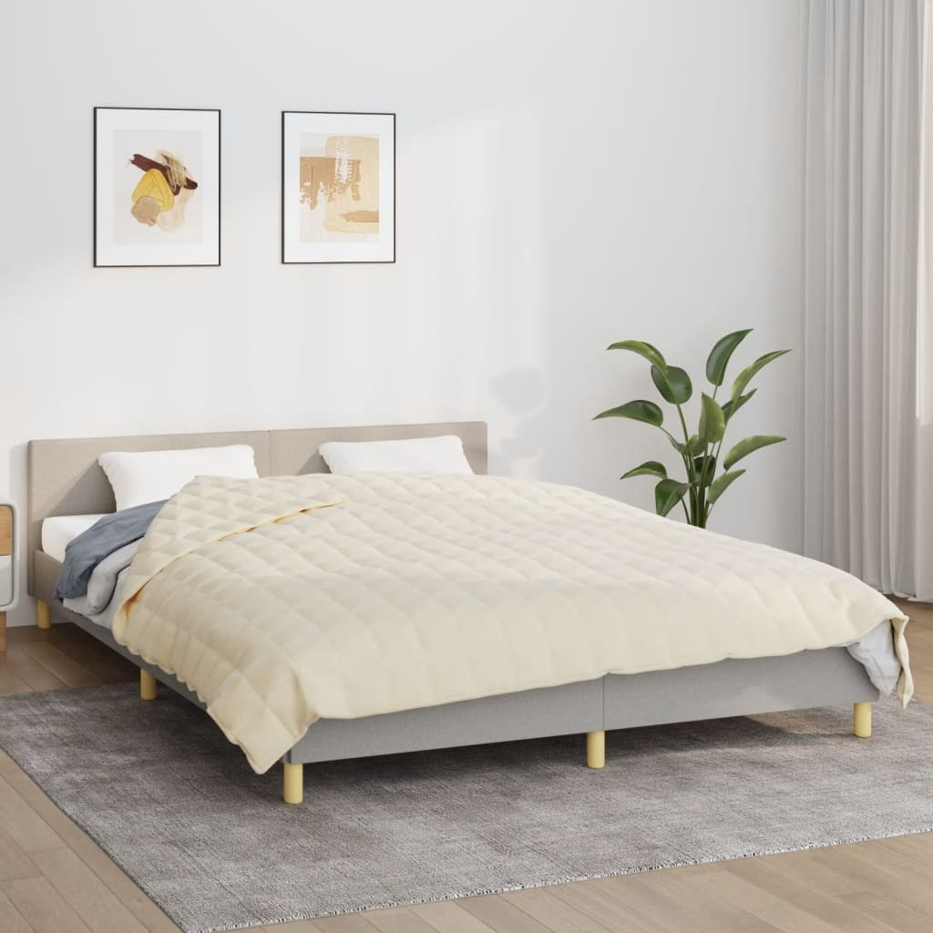 Vidaxl Weighted Blanket Light Cream 86.6"&quotX90.6"" 33.1 Lb Fabric