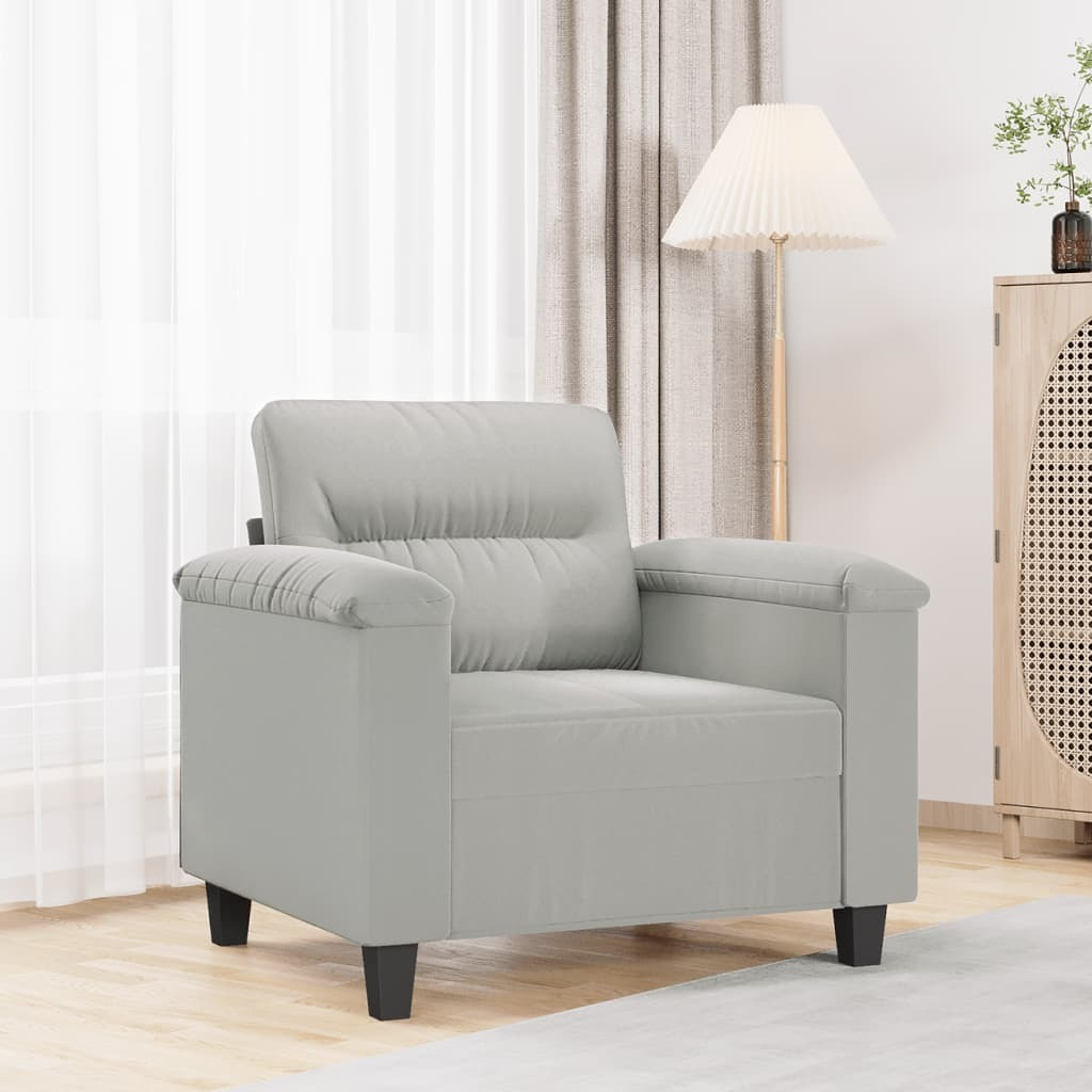 Vidaxl Sofa Chair Light Gray 23.6"" Microfiber Fabric