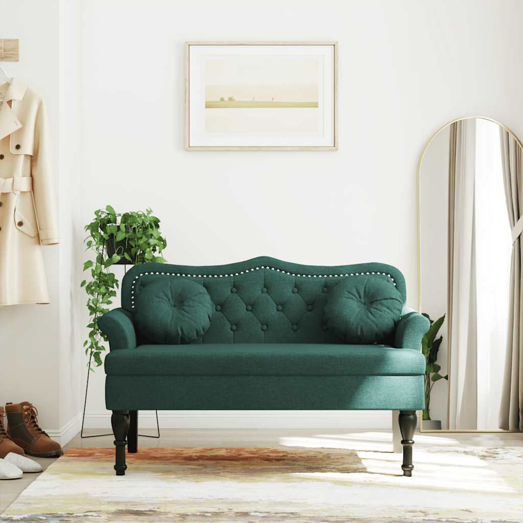 Vidaxl Bench With Cushions Dark Green 47.4"&quotX25.6"&quotX29.5"" Velvet