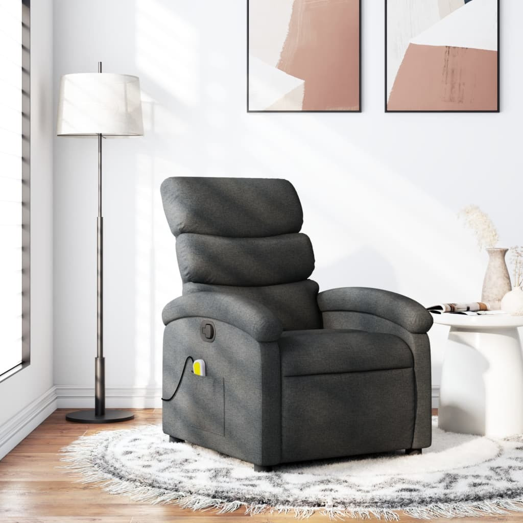Vidaxl Massage Recliner Chair Dark Gray Fabric
