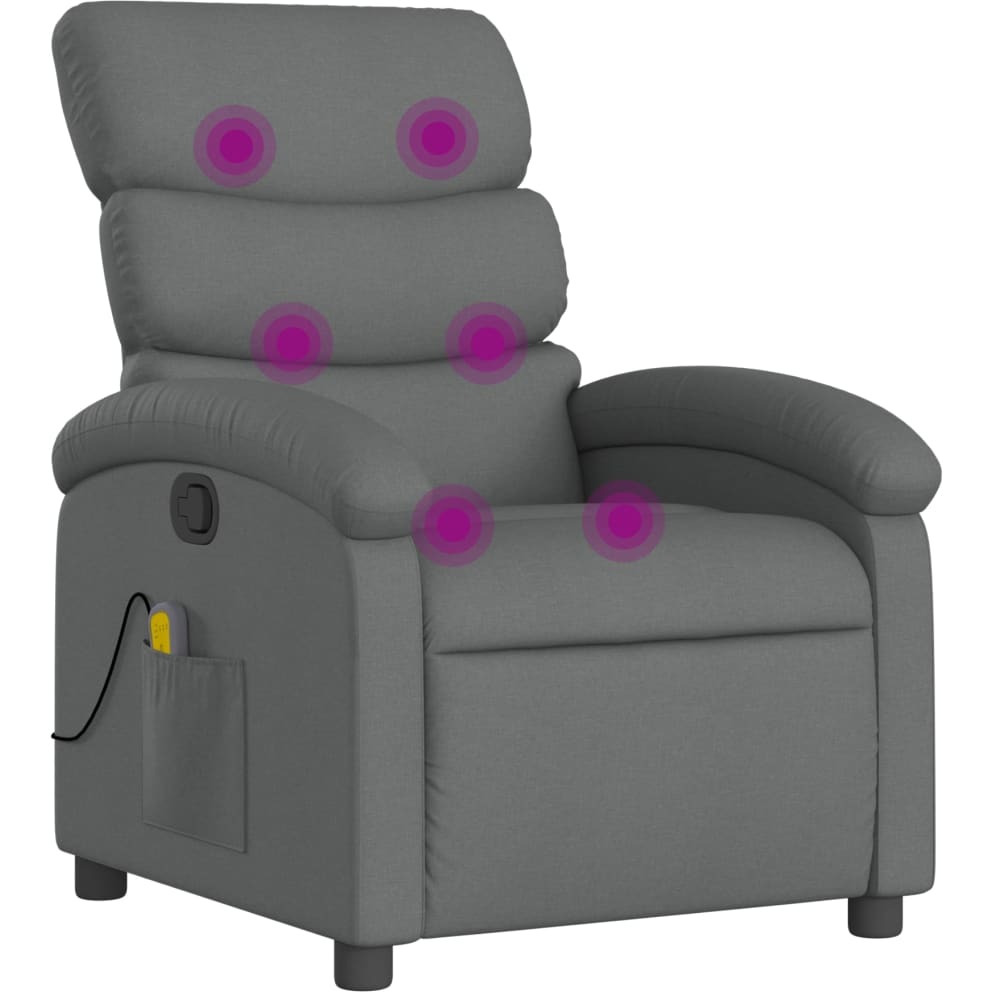 Vidaxl Massage Recliner Chair Dark Gray Fabric