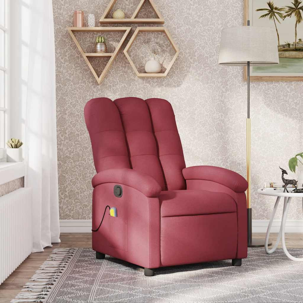 Vidaxl Massage Recliner Chair Wine Red Fabric