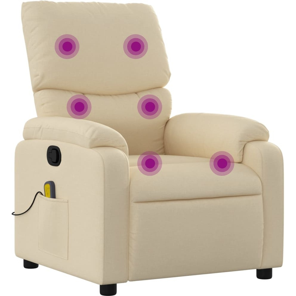 Vidaxl Massage Recliner Chair Cream Fabric