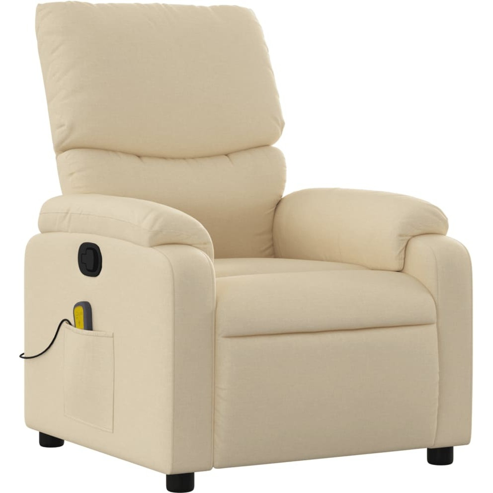 Vidaxl Massage Recliner Chair Cream Fabric