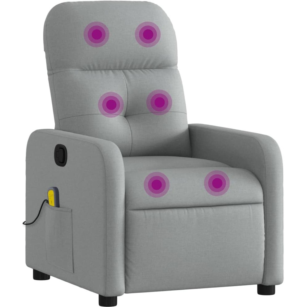 Vidaxl Massage Recliner Chair Light Gray Fabric