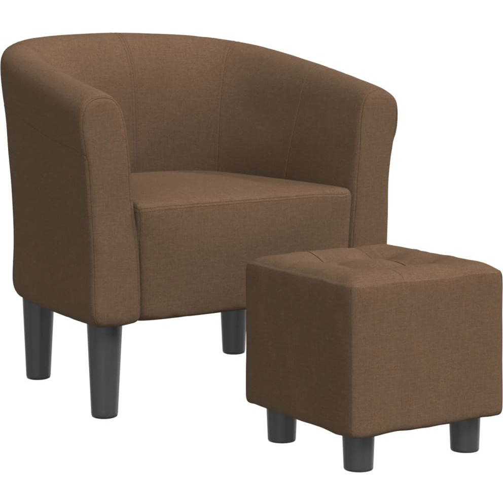 Vidaxl Tub Chair With Footstool Brown Fabric
