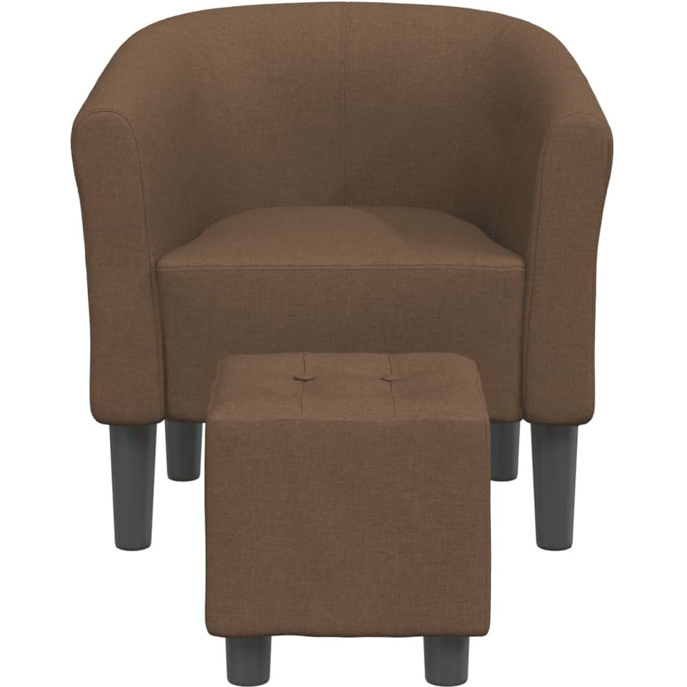 Vidaxl Tub Chair With Footstool Brown Fabric
