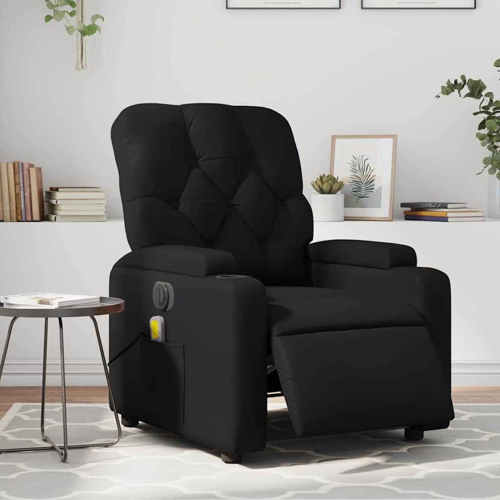 Vidaxl Electric Massage Recliner Chair Black Faux Leather