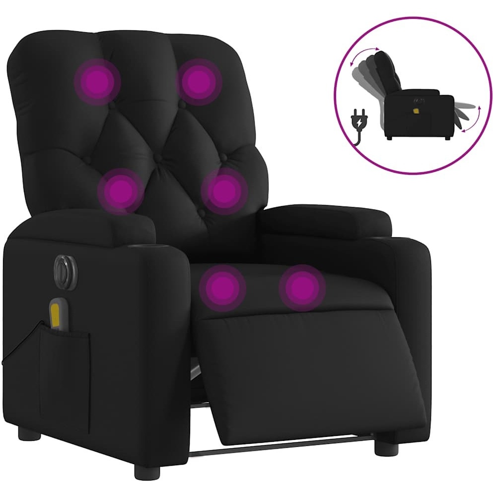 Vidaxl Electric Massage Recliner Chair Black Faux Leather
