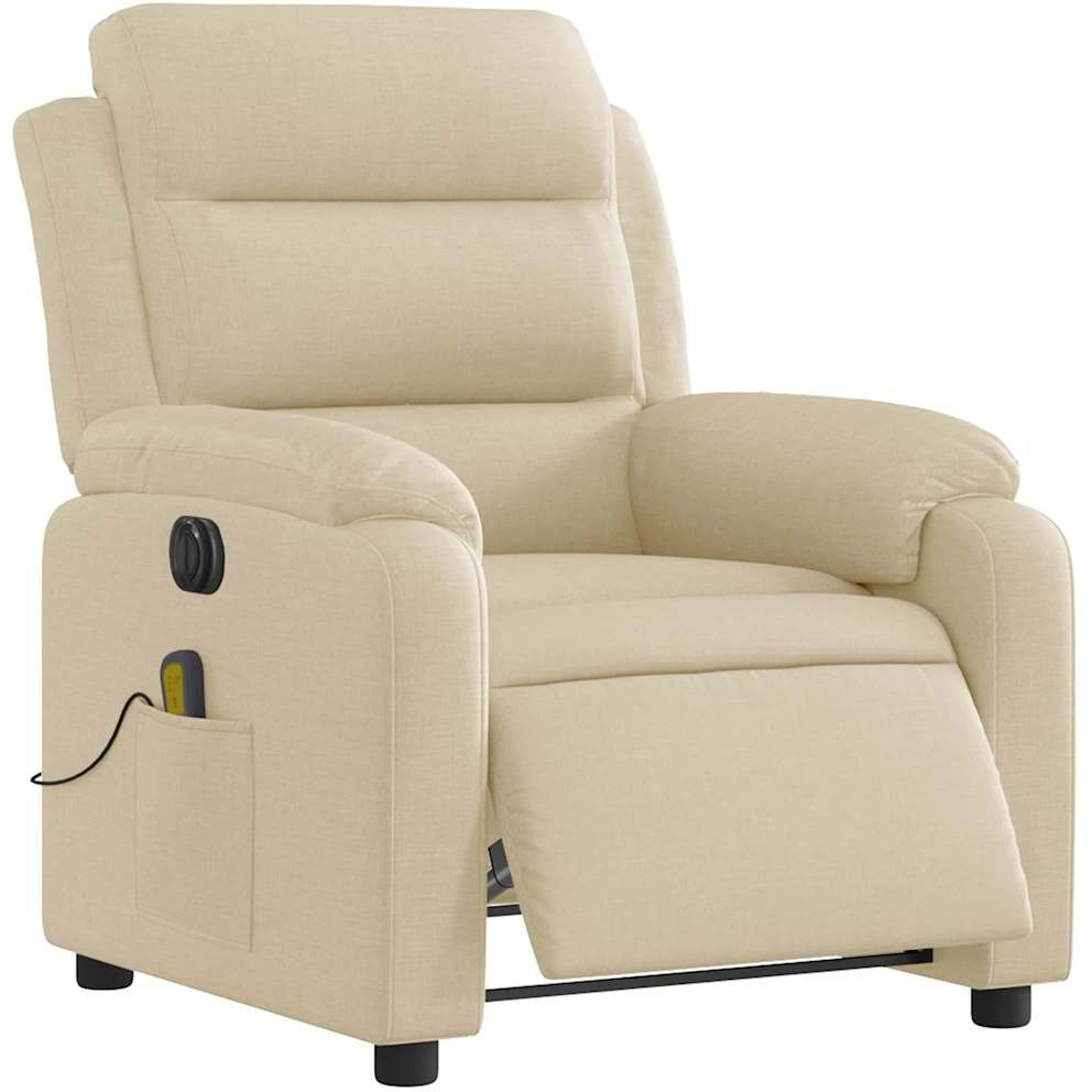 Vidaxl Electric Massage Recliner Chair Cream Fabric