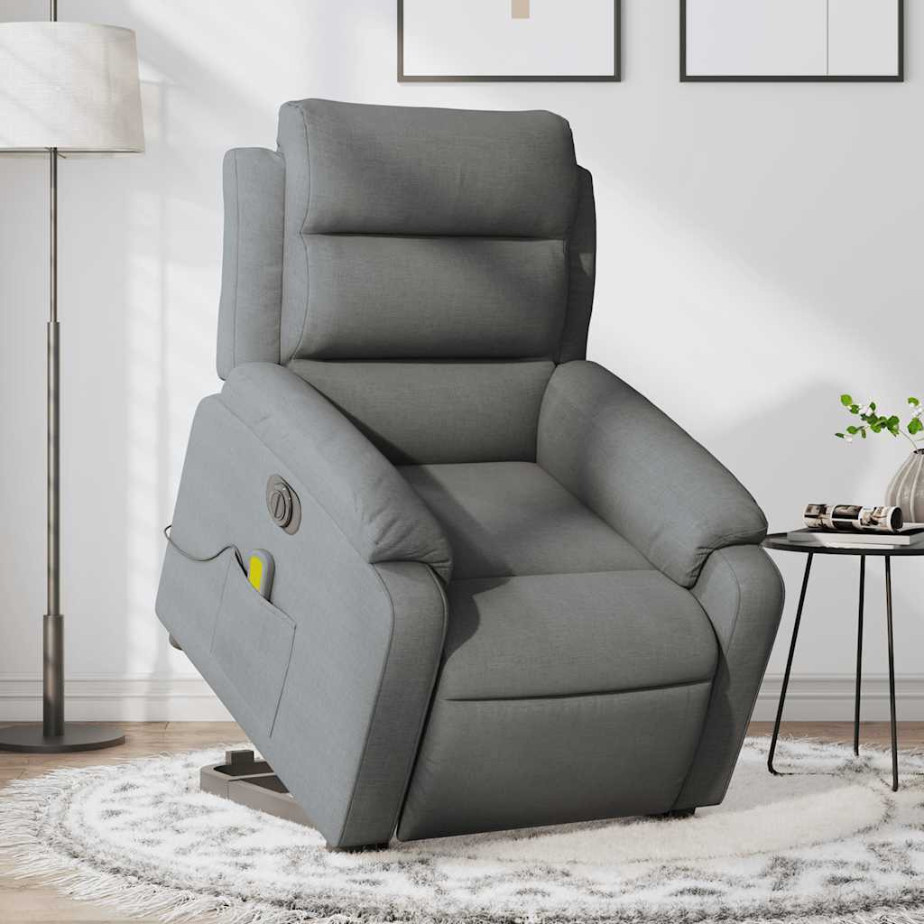 Vidaxl Electric Stand Up Massage Recliner Chair Dark Gray Fabric
