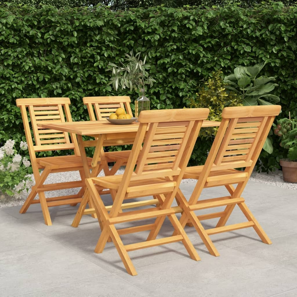 Vidaxl 5 Piece Patio Dining Set Solid Wood Teak