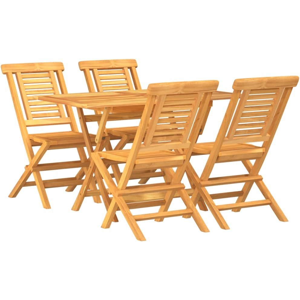 Vidaxl 5 Piece Patio Dining Set Solid Wood Teak