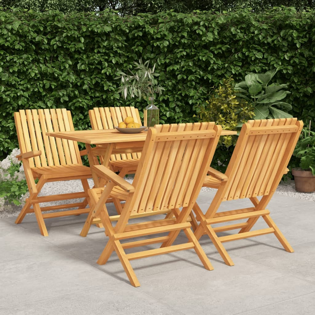 Vidaxl 5 Piece Patio Dining Set Solid Wood Teak