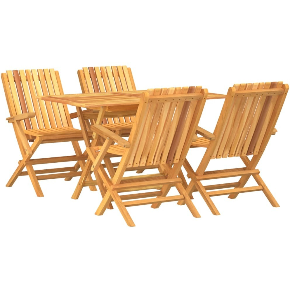 Vidaxl 5 Piece Patio Dining Set Solid Wood Teak