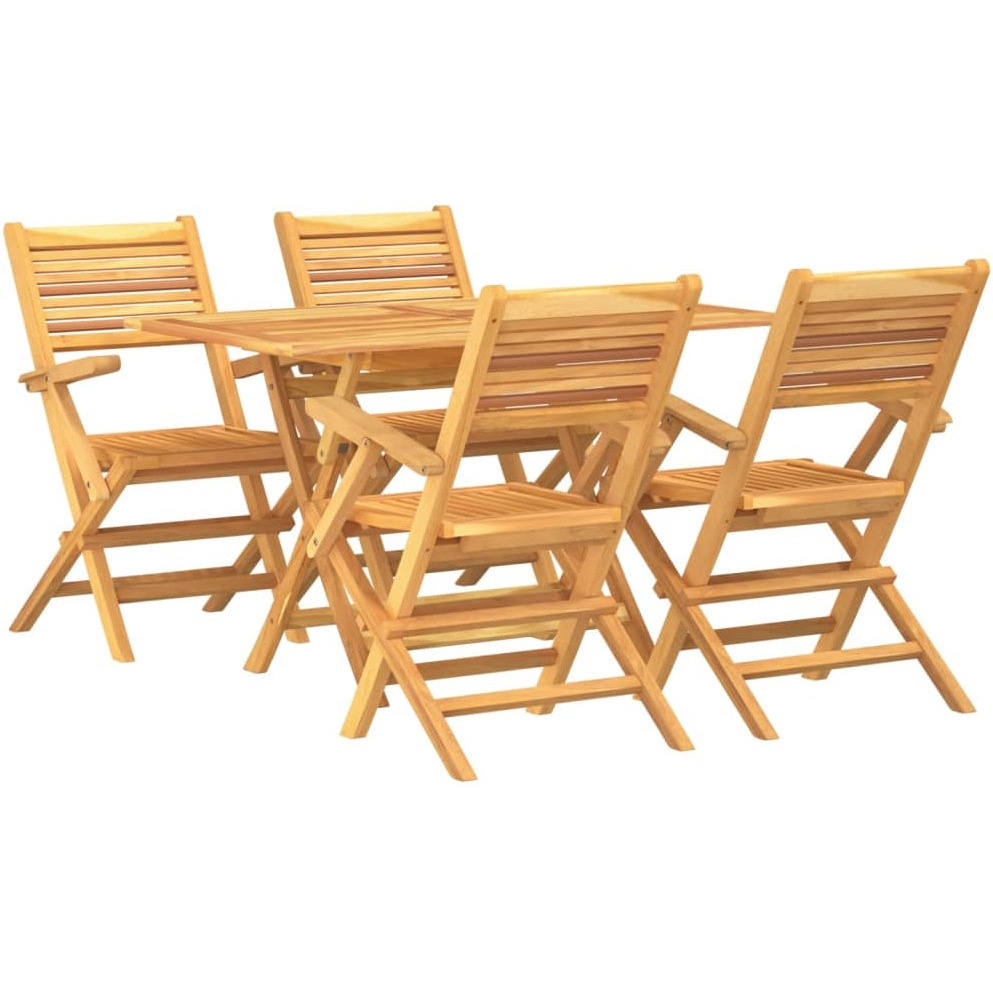Vidaxl 5 Piece Patio Dining Set Solid Wood Teak