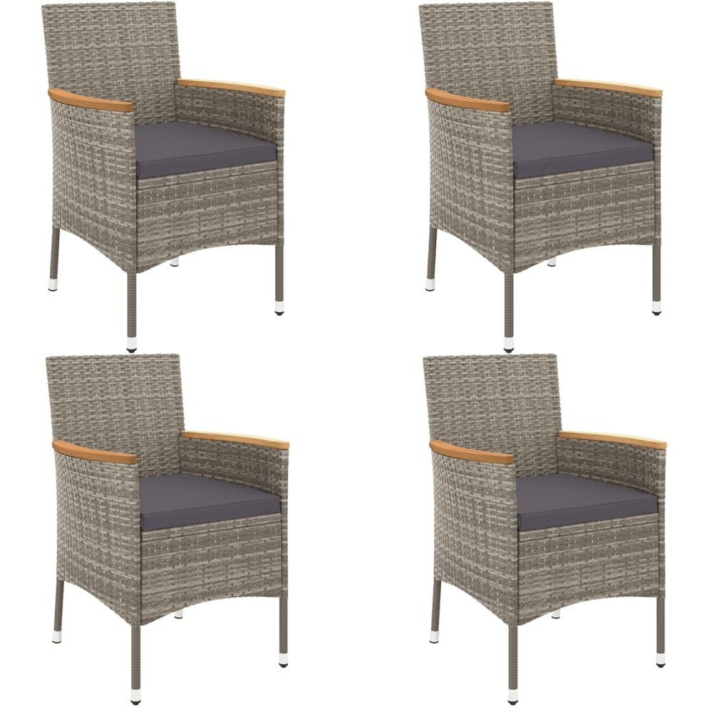 Vidaxl 5 Piece Patio Bistro Set With Cushions Gray Poly Rattan