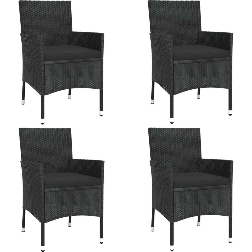 Vidaxl 5 Piece Patio Bistro Set With Cushions Black Poly Rattan