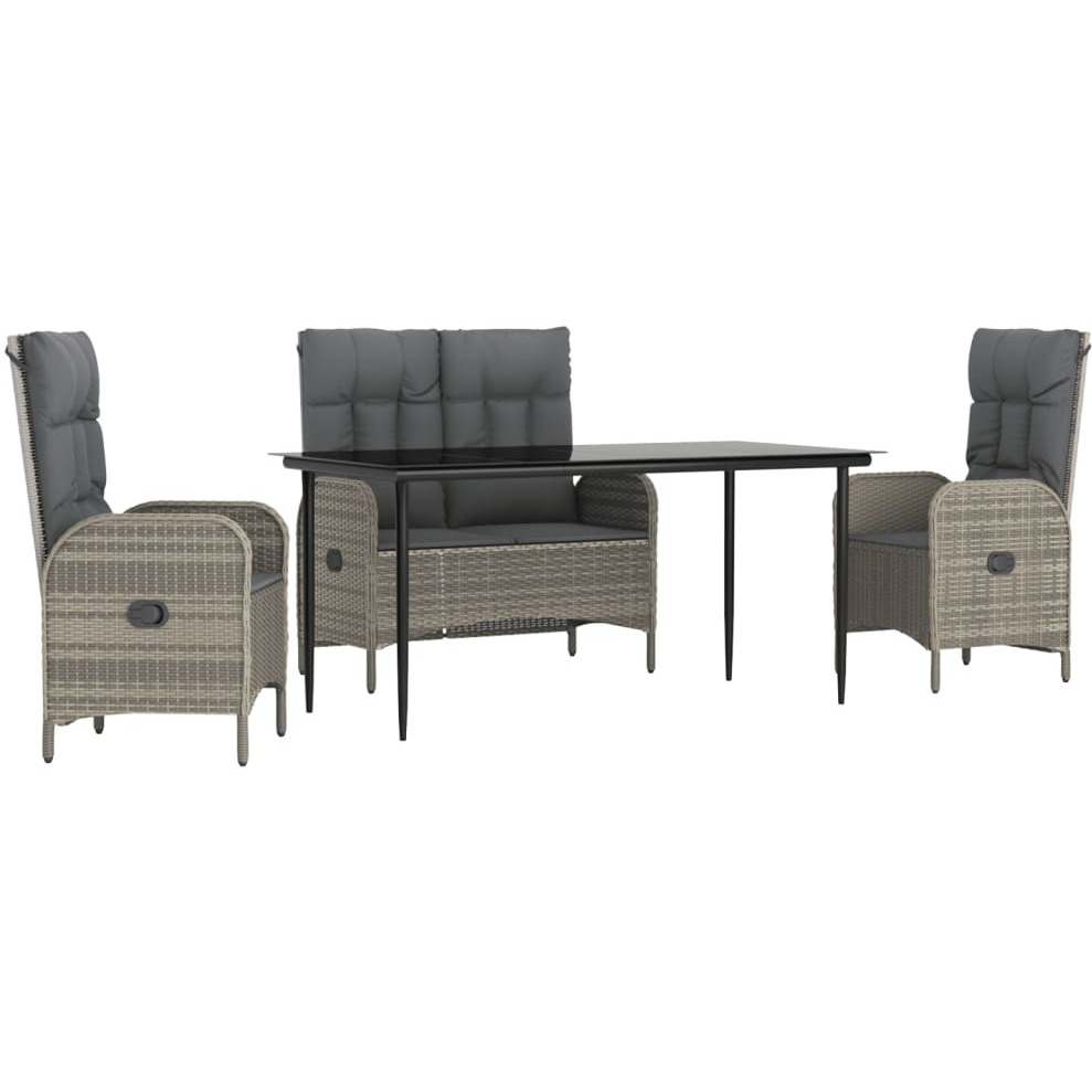 Vidaxl 4 Piece Patio Dining Set With Cushions Gray Poly Rattan