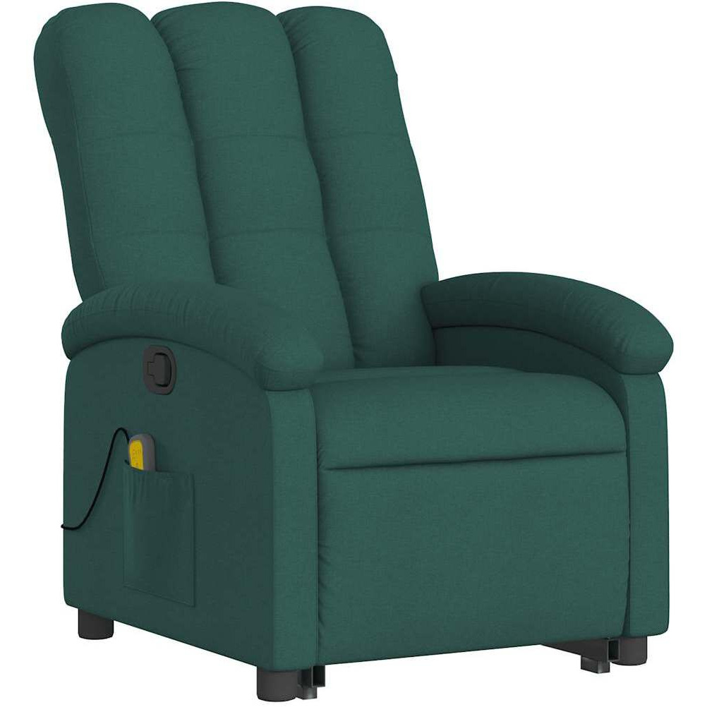 Vidaxl Stand Up Massage Recliner Chair Dark Green Fabric