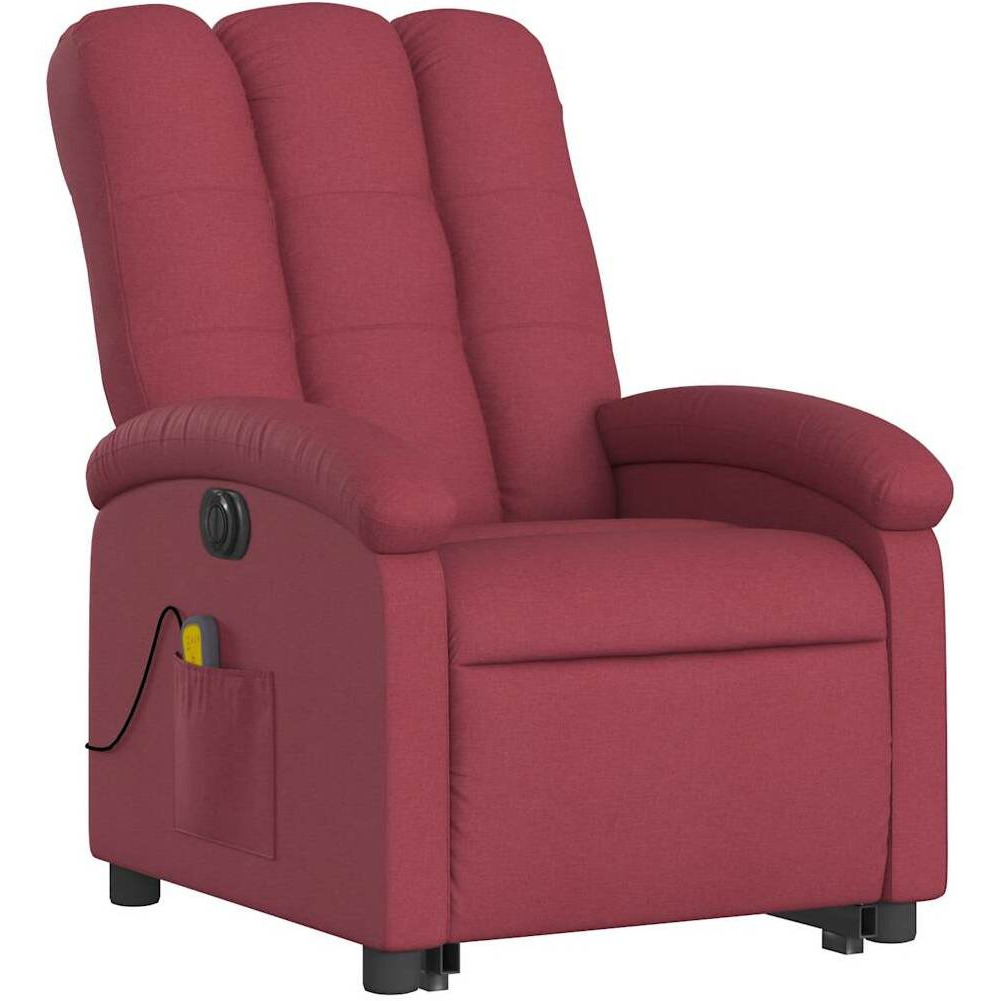 Vidaxl Electric Stand Up Massage Recliner Chair Wine Red Fabric