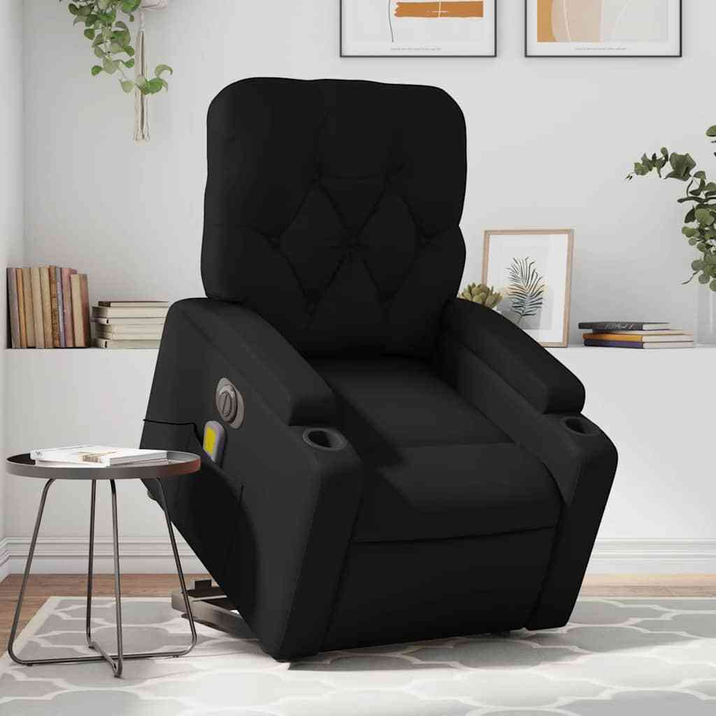 Vidaxl Electric Stand Up Massage Recliner Chair Black Faux Leather