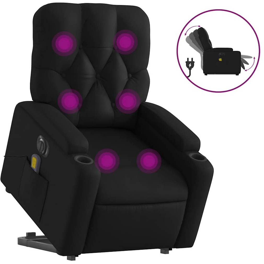 Vidaxl Electric Stand Up Massage Recliner Chair Black Faux Leather