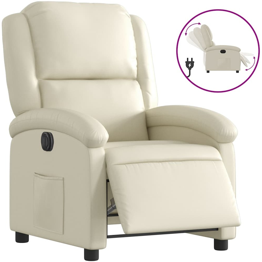 Vidaxl Electric Recliner Chair Cream Faux Leather