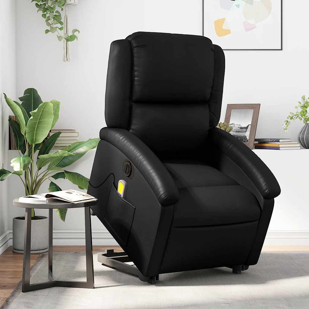 Vidaxl Electric Stand Up Massage Recliner Chair Black Faux Leather