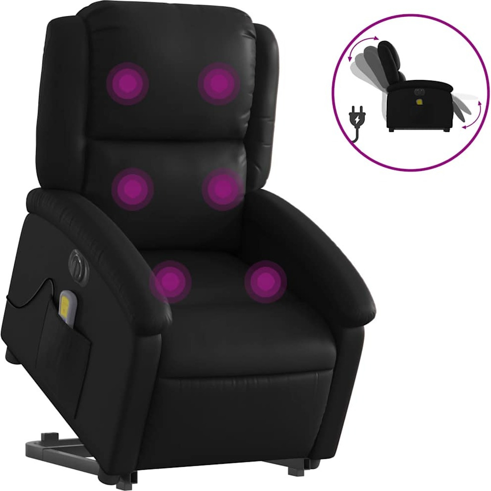 Vidaxl Electric Stand Up Massage Recliner Chair Black Faux Leather