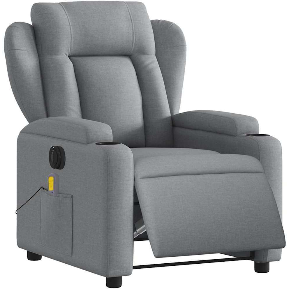 Vidaxl Electric Massage Recliner Chair Light Gray Fabric