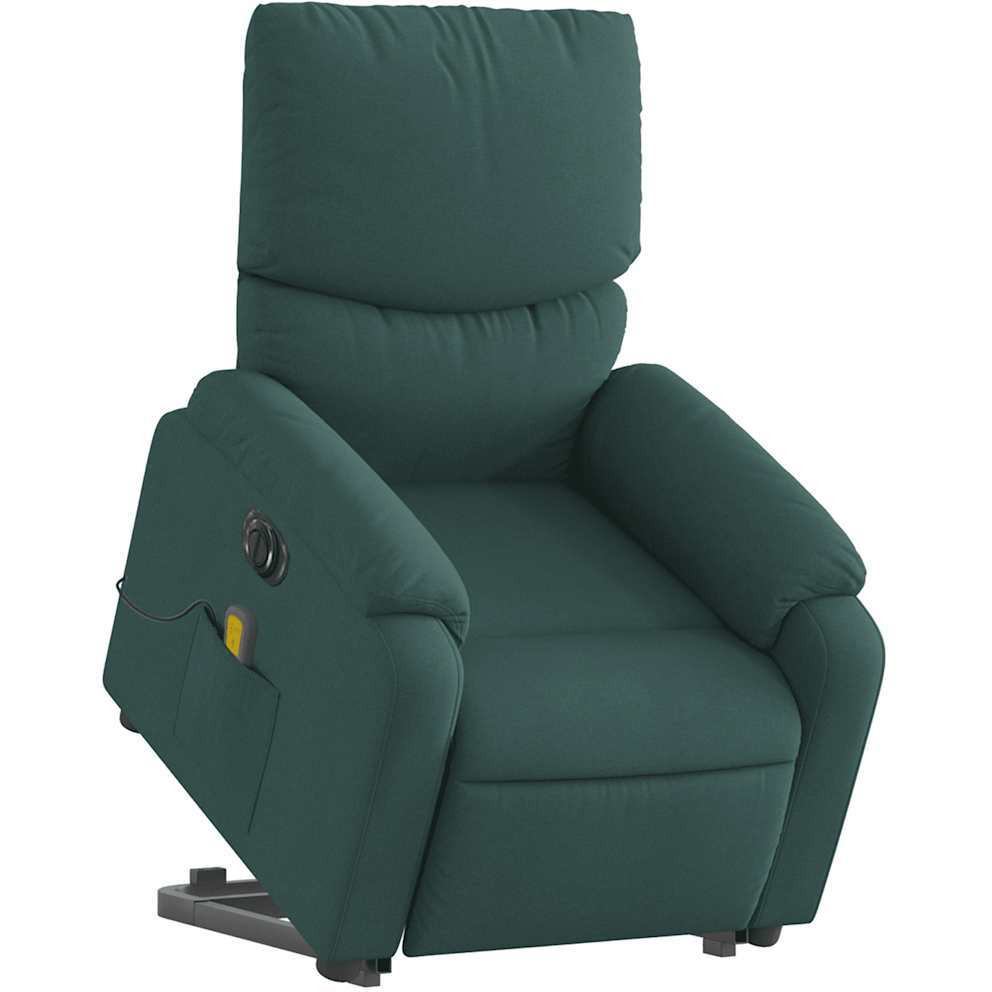 Vidaxl Electric Stand Up Massage Recliner Chair Dark Green Fabric