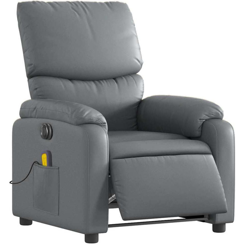 Vidaxl Electric Massage Recliner Chair Gray Faux Leather