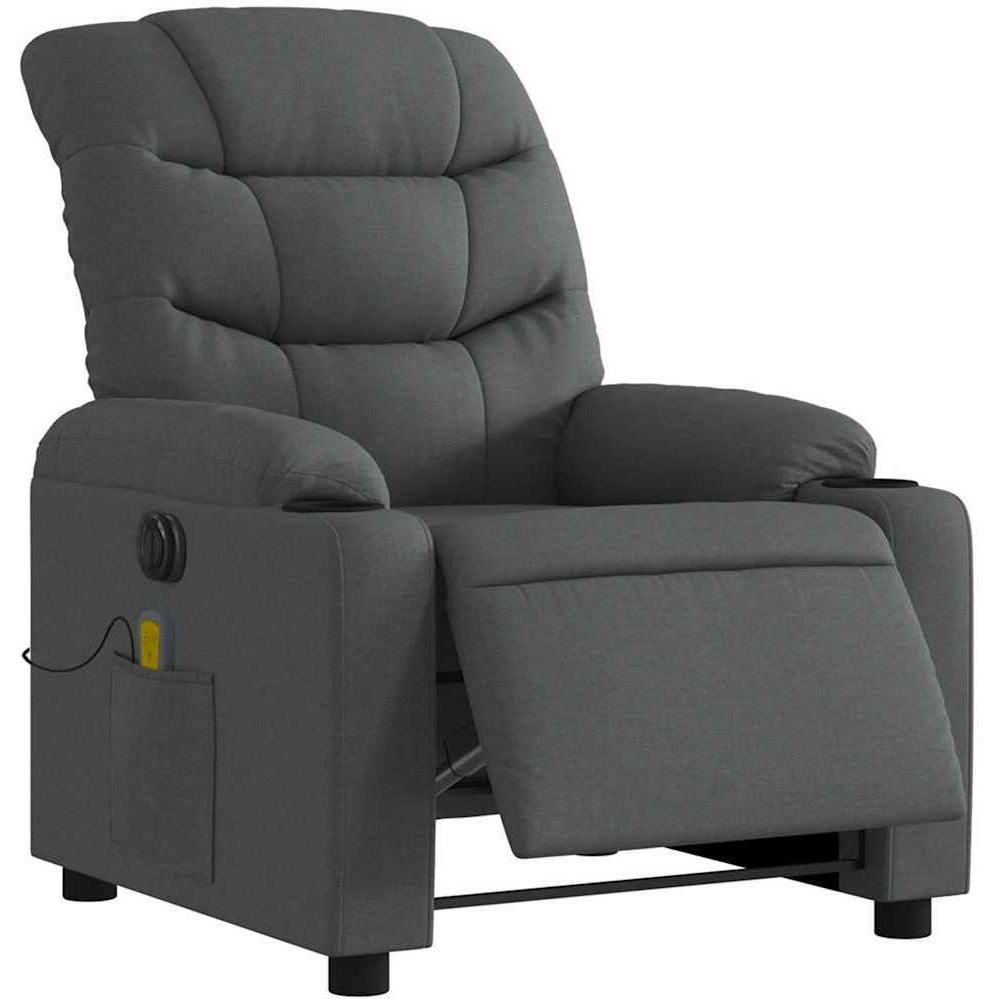 Vidaxl Electric Massage Recliner Chair Dark Gray Fabric
