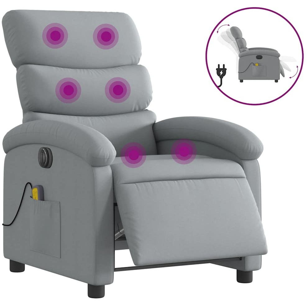 Vidaxl Electric Massage Recliner Chair Light Gray Fabric