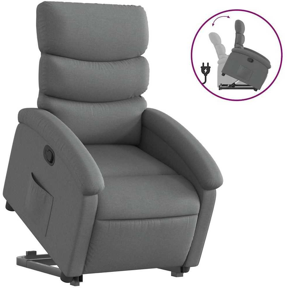Vidaxl Stand Up Recliner Chair Dark Gray Fabric