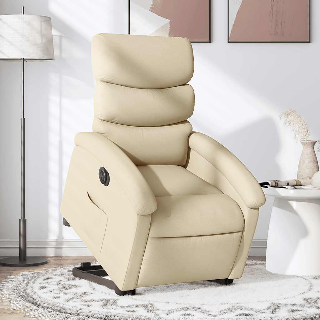 Vidaxl Electric Stand Up Recliner Chair Cream Fabric